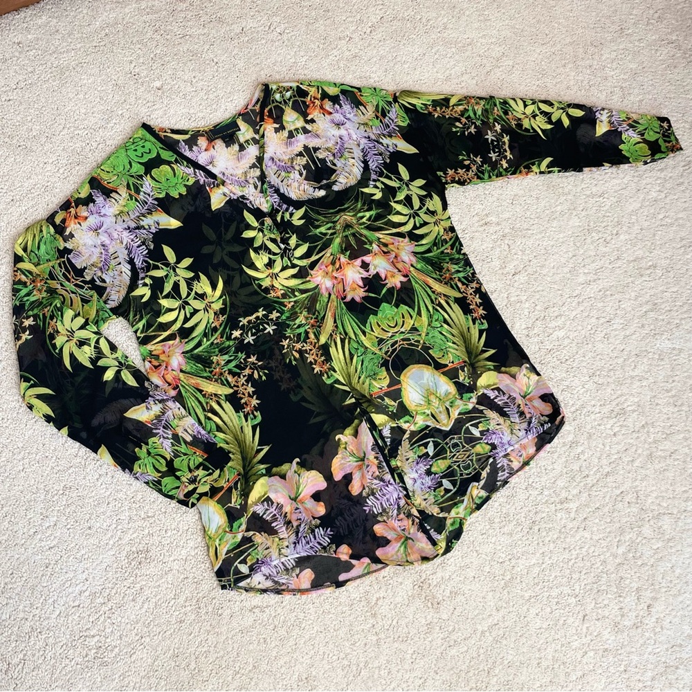 I Jeans by Buffalo Tropical Floral Tunic Blouse - Picture 6 of 17